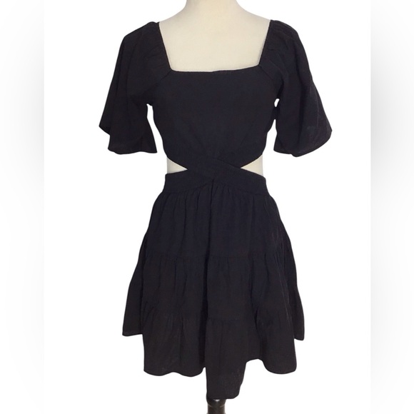 Sky Velvet Square Neck Black Mini Dress NWT - Picture 3 of 7